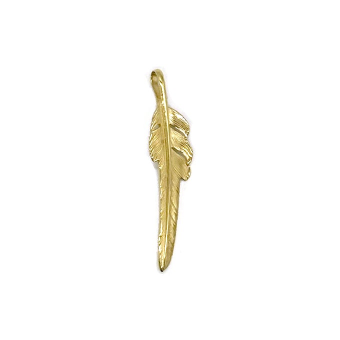 LARRY SMITH 18K GOLD KAZEKIRI FEATHER PENDANT No.28 -SMALL- 