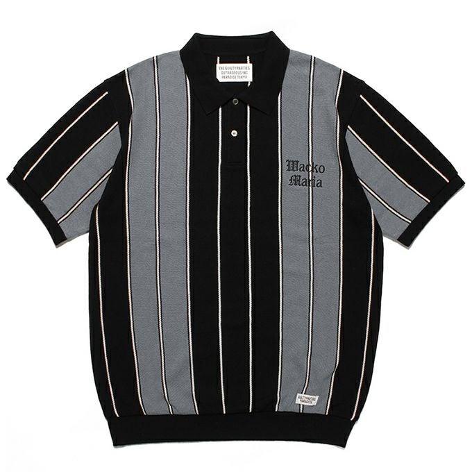 WACKO MARIA STRIPED KNIT JACQUARD POLO SHIRT | LOCKSTOCK/STLIKE