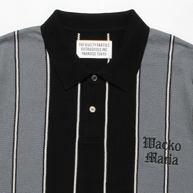 WACKO MARIA STRIPED KNIT JACQUARD POLO SHIRT | LOCKSTOCK/STLIKE