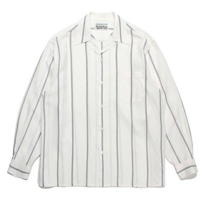 WACKO MARIA STRIPED OPEN COLLAR SHIRT L/S ( TYPE-2