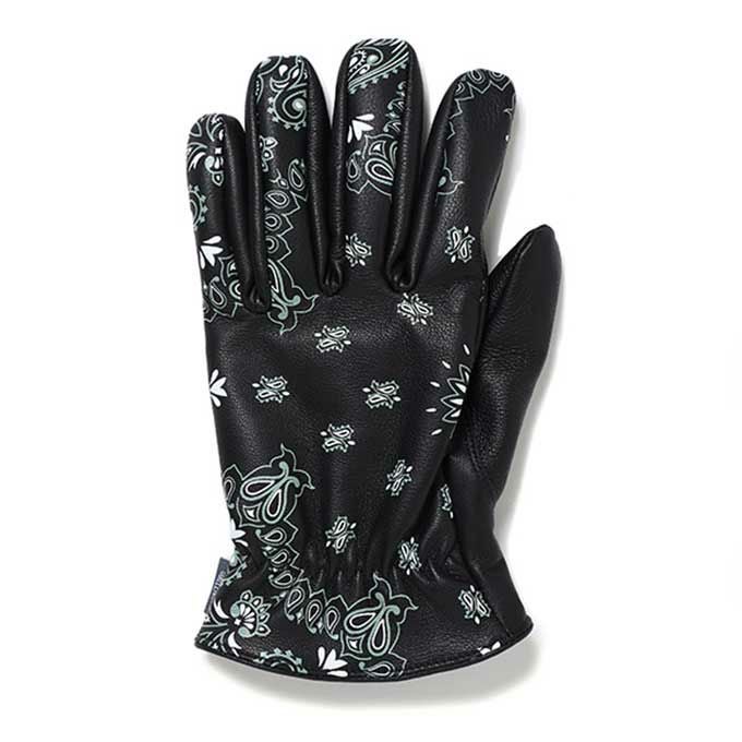 Challenger バンダナ柄レザー手袋 CHALLENGER/BANDANA LEATHER GLOVE（BLACK）［バンダナレザーグローブ