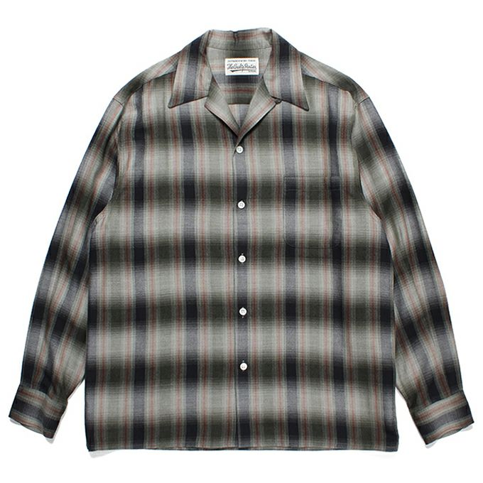 WACKO MARIA OMBRE CHECK OPEN COLLAR SHIRT L/S ( TYPE-4