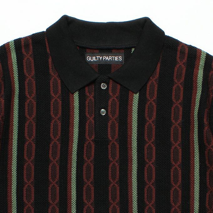 WACKO MARIA STRIPED JACQUARD SUMMER KNIT POLO SHIRT | LOCKSTOCK/STLIKE