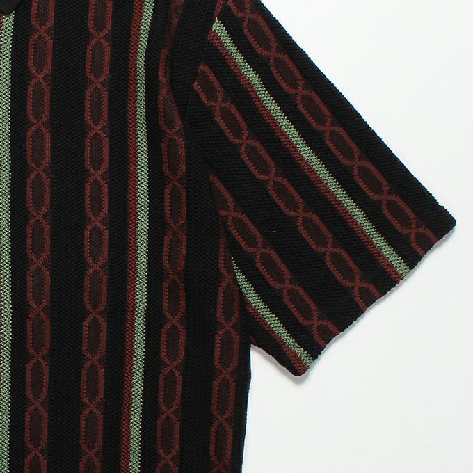 WACKO MARIA STRIPED JACQUARD SUMMER KNIT POLO SHIRT | LOCKSTOCK/STLIKE