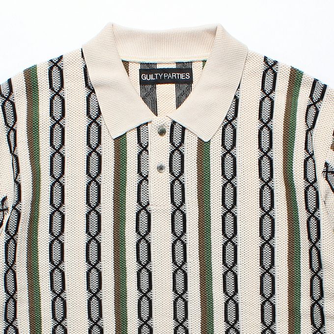 WACKO MARIA STRIPED JACQUARD SUMMER KNIT POLO SHIRT | LOCKSTOCK/STLIKE