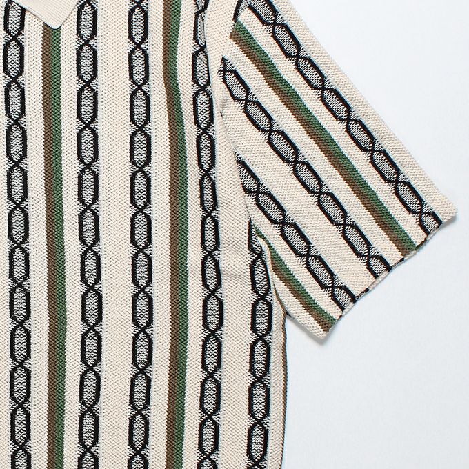 WACKO MARIA STRIPED JACQUARD SUMMER KNIT POLO SHIRT | LOCKSTOCK/STLIKE