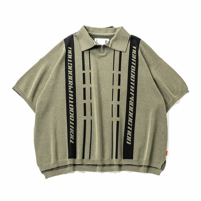 TIGHTBOOTH PRODUCTION STRIPE KNIT OPEN POLO | LOCKSTOCK/STLIKE