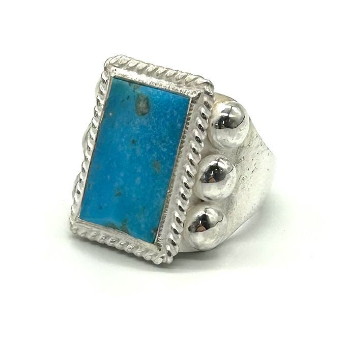 LARRY SMITH 6 POINT SQUARE PYRAMID TURQUOISE RING | LOCKSTOCK/STLIKE