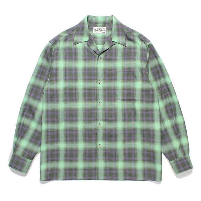 WACKO MARIA OMBRE CHECK OPEN COLLAR SHIRT L/S ( TYPE-2