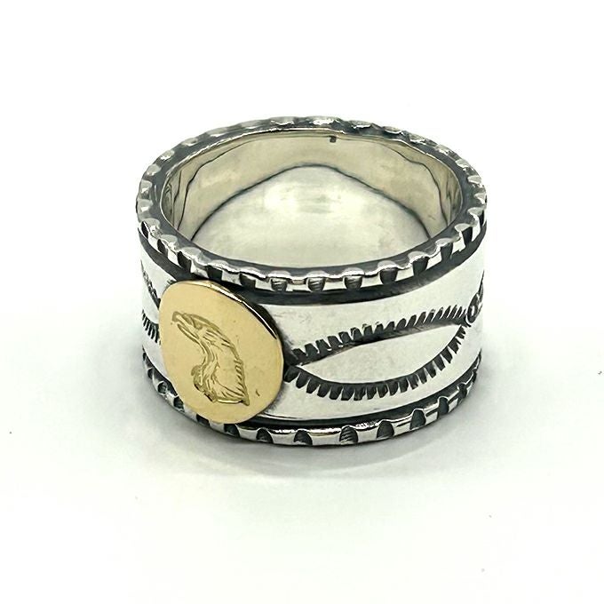 LARRY SMITH EAGLE HEAD STAMPED RING