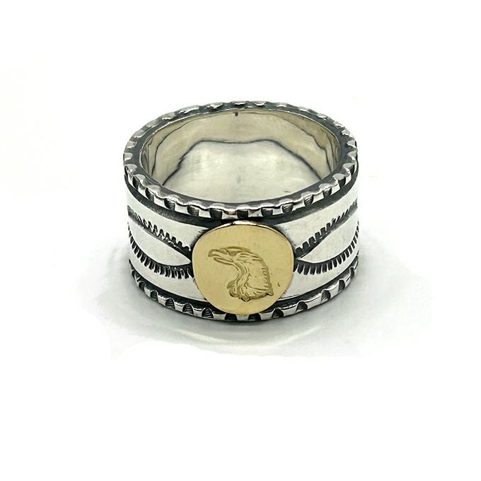 LARRY SMITH EAGLE HEAD STAMPED RING