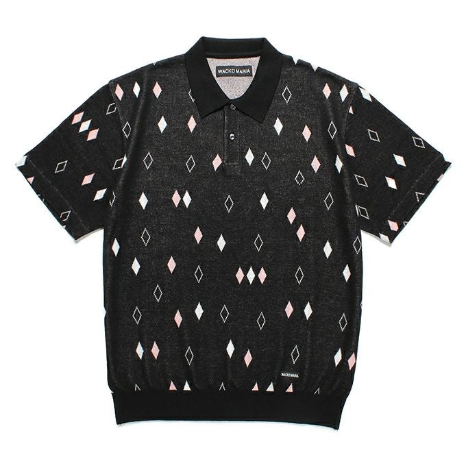 トップス WACKO MARIA DIAMOND KNIT POLO SHIRT WACKO MARIA DIAMOND JACQUARD KNIT POLO SHIRT | LOCKSTOCK/STLIKE