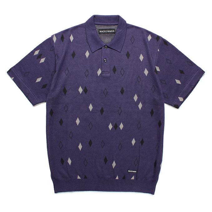 WACKO MARIA DIAMOND JACQUARD KNIT POLO SHIRT | LOCKSTOCK/STLIKE