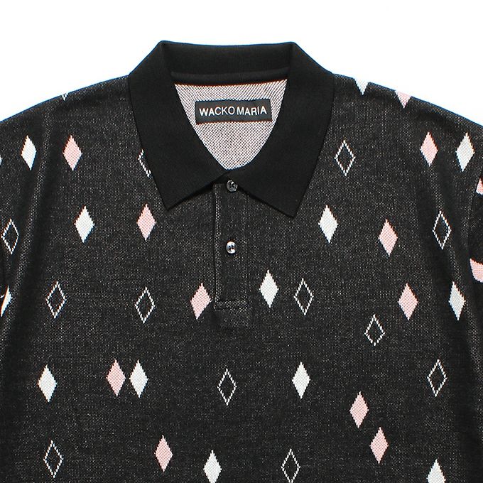 XL WACKO MARIA ダイヤモンドニットポロシャツ ブラック WACKO MARIA / KNIT POLO SHIRT / kaddish