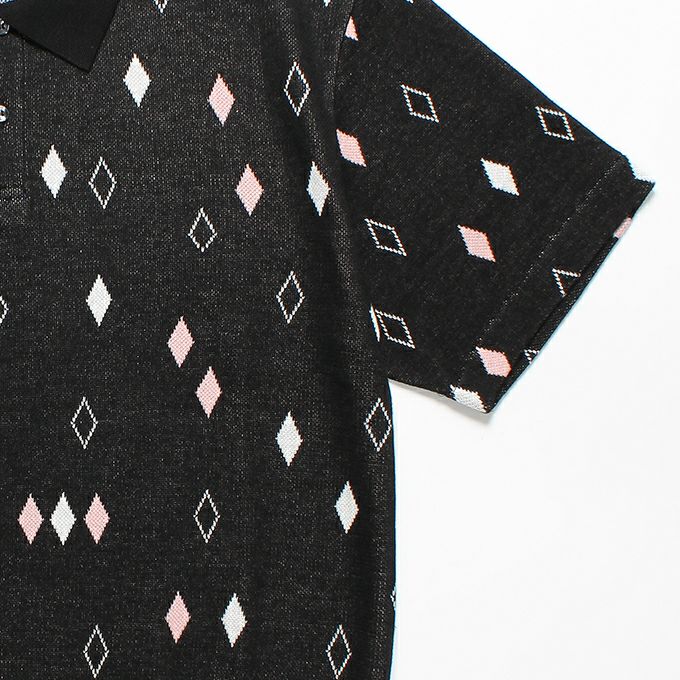 WACKO MARIA DIAMOND JACQUARD KNIT POLO SHIRT | LOCKSTOCK/STLIKE