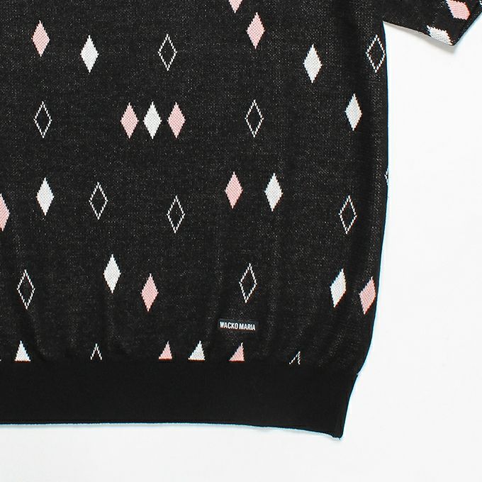 WACKO MARIA DIAMOND JACQUARD KNIT POLO SHIRT | LOCKSTOCK/STLIKE