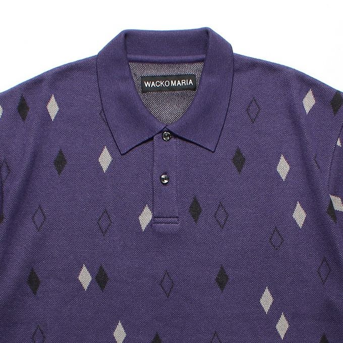 WACKO MARIA DIAMOND JACQUARD KNIT POLO SHIRT | LOCKSTOCK/STLIKE