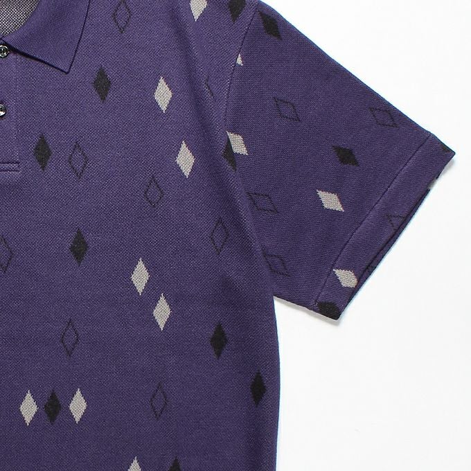 WACKO MARIA DIAMOND JACQUARD KNIT POLO SHIRT | LOCKSTOCK/STLIKE