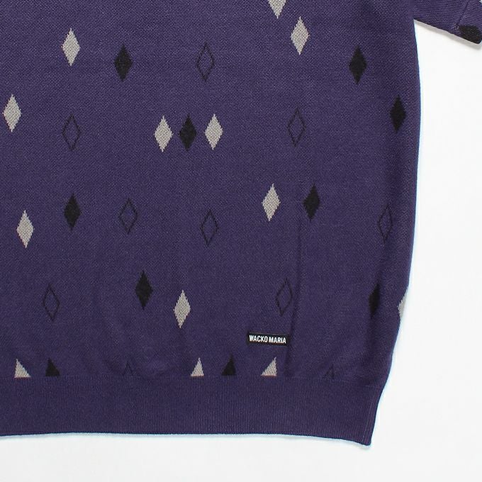 WACKO MARIA DIAMOND JACQUARD KNIT POLO SHIRT | LOCKSTOCK/STLIKE