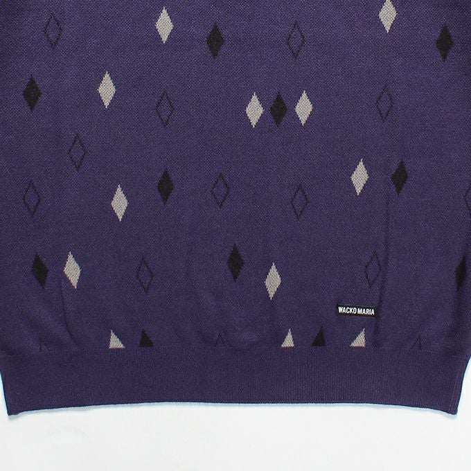 トップス WACKO MARIA DIAMOND KNIT POLO SHIRT WACKO MARIA DIAMOND JACQUARD KNIT POLO SHIRT | LOCKSTOCK/STLIKE