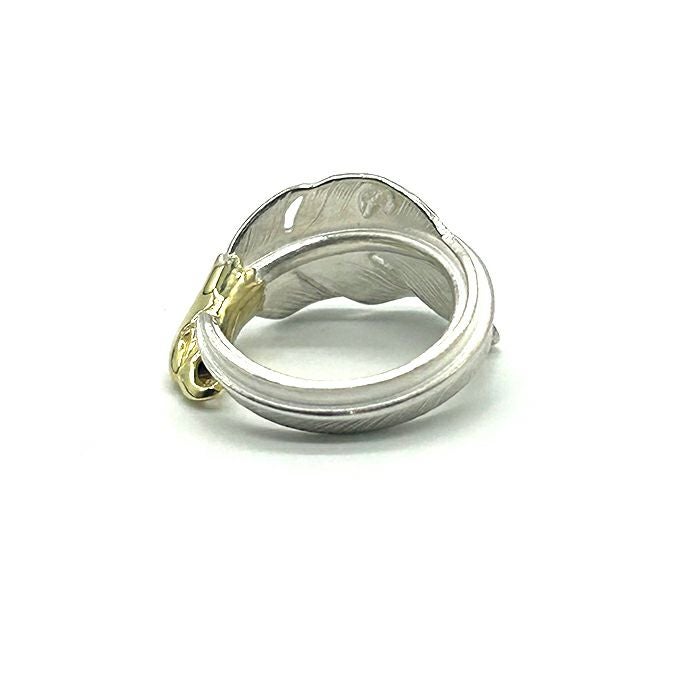 LARRY SMITH EAGLE HEAD KAZEKIRI FEATHER PINKY RING 