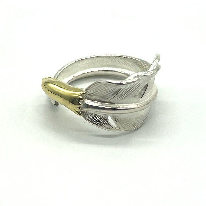 LARRY SMITH EAGLE HEAD KAZEKIRI FEATHER PINKY RING 