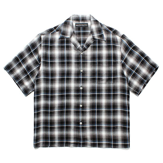 WACKO MARIA OMBRE CHECK OPEN COLLAR SHIRT S/S ( TYPE-1
