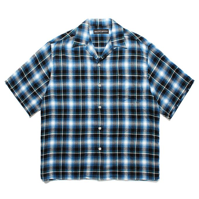 WACKO MARIA OMBRE CHECK OPEN COLLAR SHIRT S/S ( TYPE-1