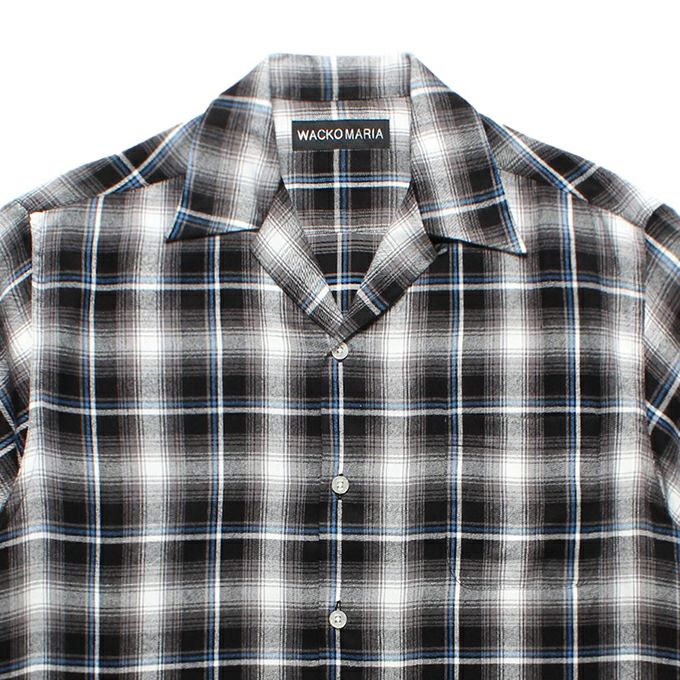 WACKO MARIA OMBRE CHECK OPEN COLLAR SHIRT S/S ( TYPE-1