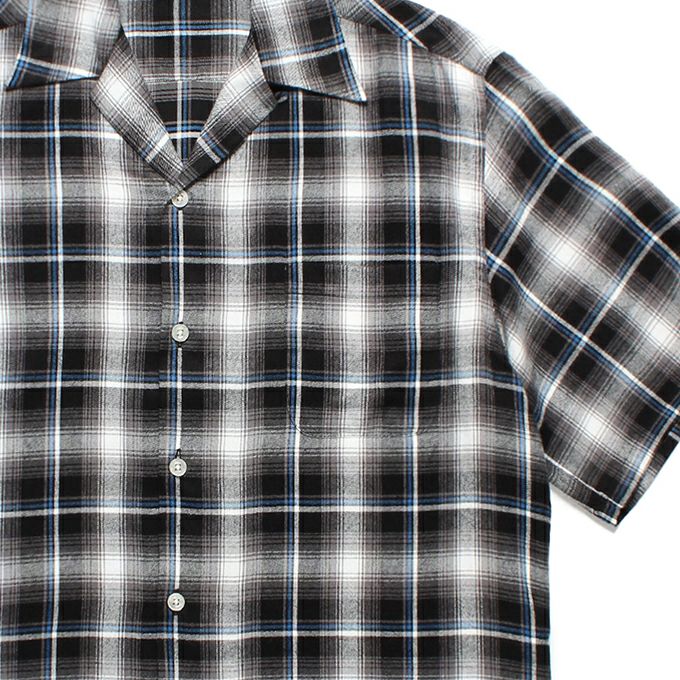 WACKO MARIA OMBRE CHECK OPEN COLLAR SHIRT S/S ( TYPE-1