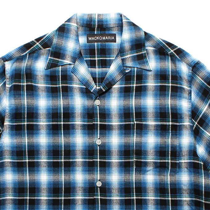 WACKO MARIA OMBRE CHECK OPEN COLLAR SHIRT S/S ( TYPE-1