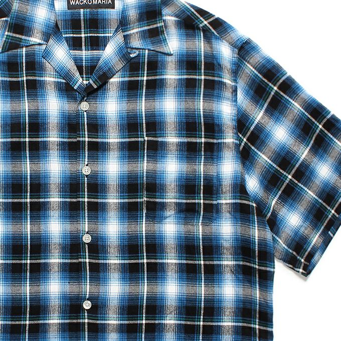 WACKO MARIA OMBRE CHECK OPEN COLLAR SHIRT S/S ( TYPE-1