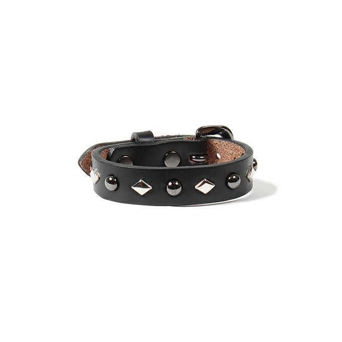 WACKO MARIA WOLF'S HEAD / STUDS LEATHER WRIST BAND 15mm ( M