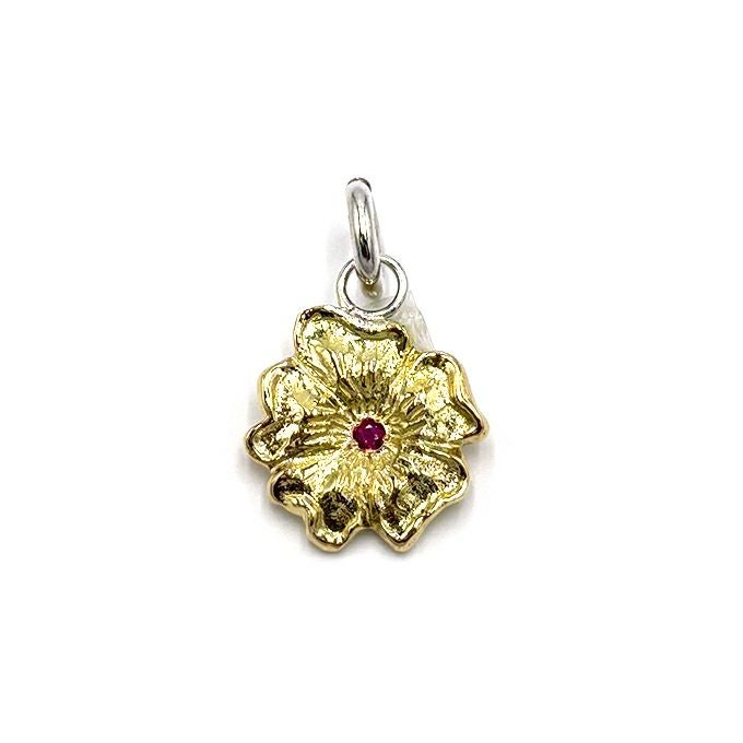 LARRY SMITH 18K GOLD ROSE PENDANT 
