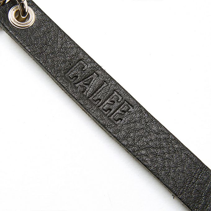 CALEE ROUND & PYRAMID STUDS LEATHER SHORT KEY RING | LOCKSTOCK/STLIKE