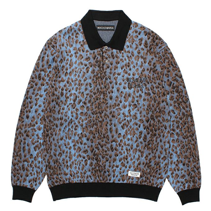 WACKO MARIA LEOPARD JACQUARD KNIT POLO SHIRT | LOCKSTOCK/STLIKE