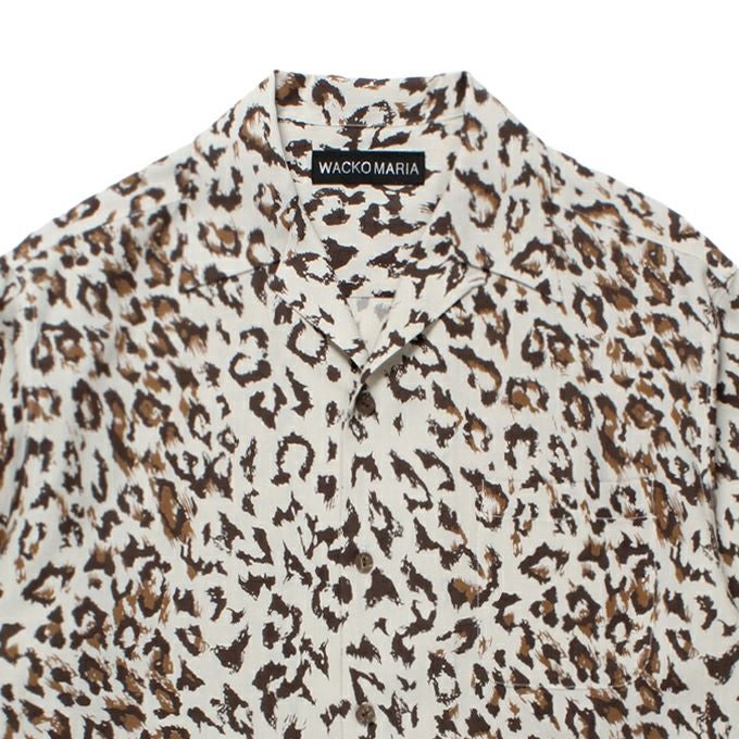 WACKO MARIA 25SS SWITCHING レオパード シャツ WACKO MARIA/LEOPARD HAWAIIAN SHIRT（WHITE）［レオパードハワイアン