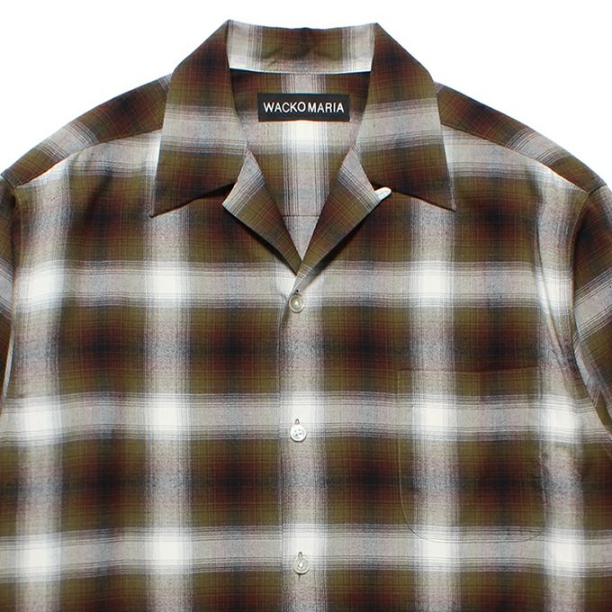 WACKO MARIA OMBRE CHECK OPEN COLLAR SHIRT L/S ( TYPE-1