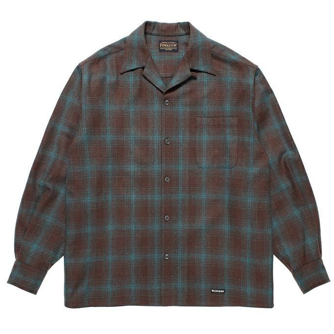 WACKO MARIA PENDOLTON / WOOL OMBRE CHECK OPEN COLLAR SHIRT L/S