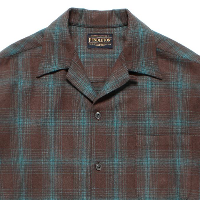 WACKO MARIA PENDOLTON / WOOL OMBRE CHECK OPEN COLLAR SHIRT L/S