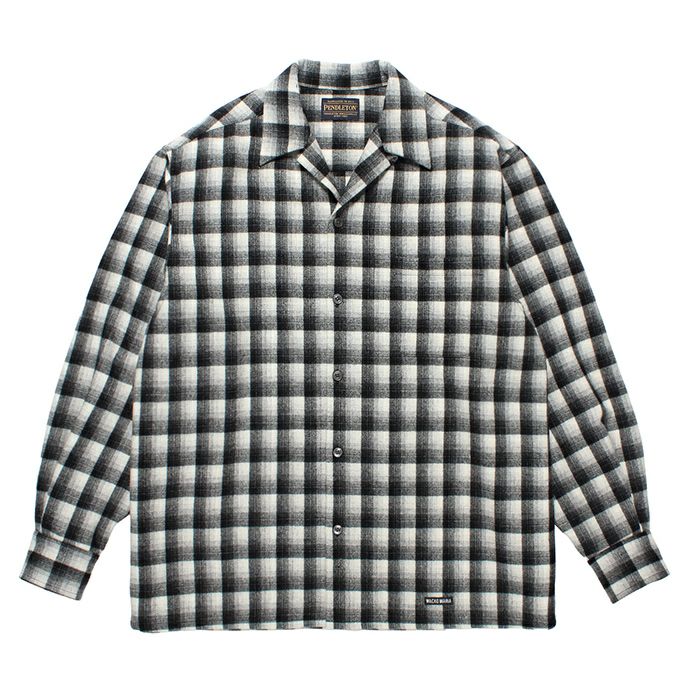 WACKO MARIA PENDOLTON / WOOL OMBRE CHECK OPEN COLLAR SHIRT L/S