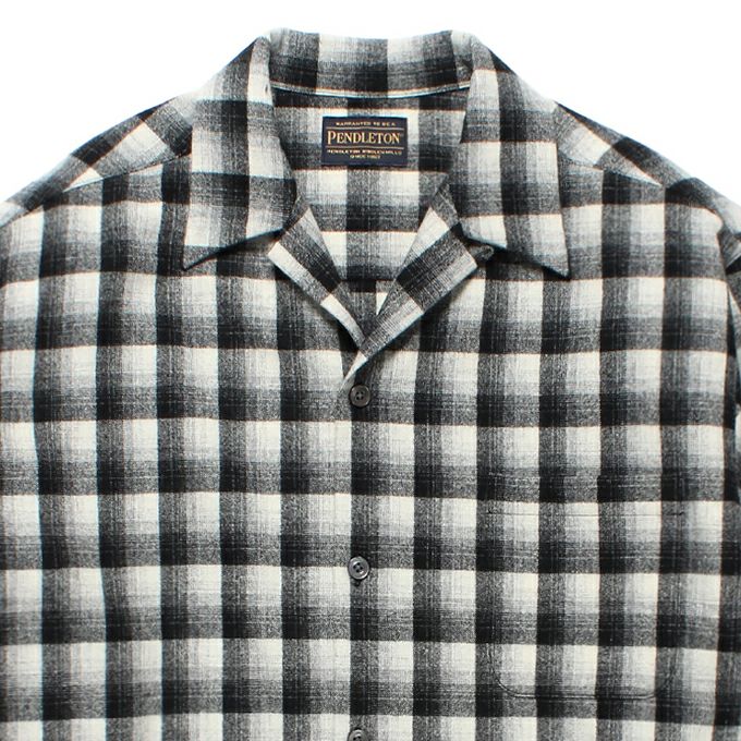 WACKO MARIA PENDOLTON / WOOL OMBRE CHECK OPEN COLLAR SHIRT L/S