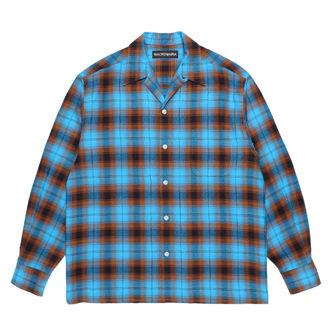 WACKO MARIA OMBRE CHECK OPEN COLLAR SHIRT L/S ( TYPE-1