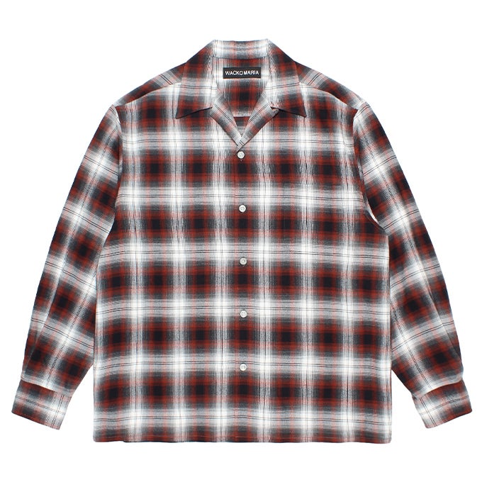 WACKO MARIA OMBRE CHECK OPEN COLLAR SHIRT L/S ( TYPE-1