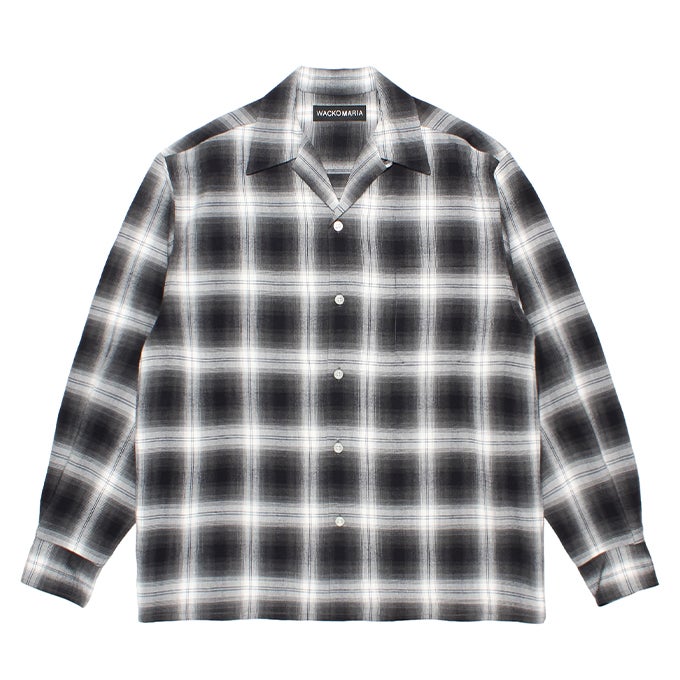 WACKO MARIA OMBRE CHECK OPEN COLLAR SHIRT L/S ( TYPE-1
