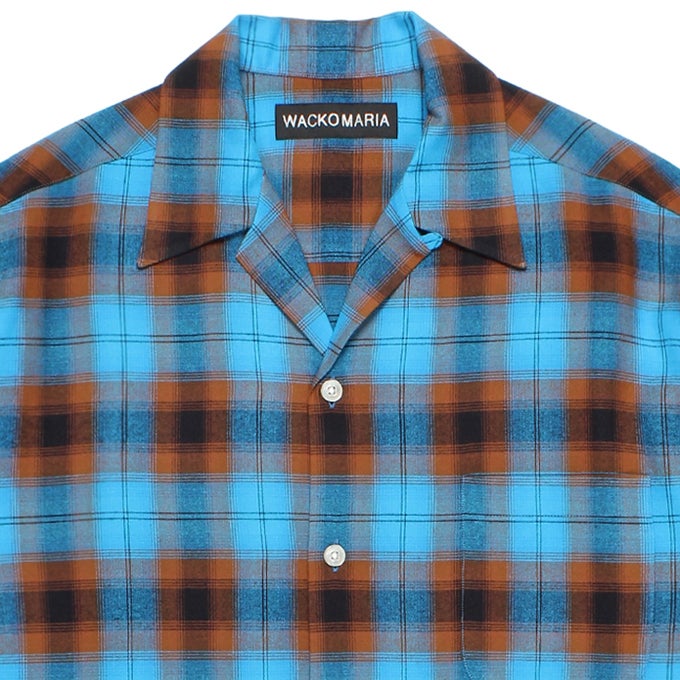 WACKO MARIA OMBRE CHECK OPEN COLLAR SHIRT L/S ( TYPE-1