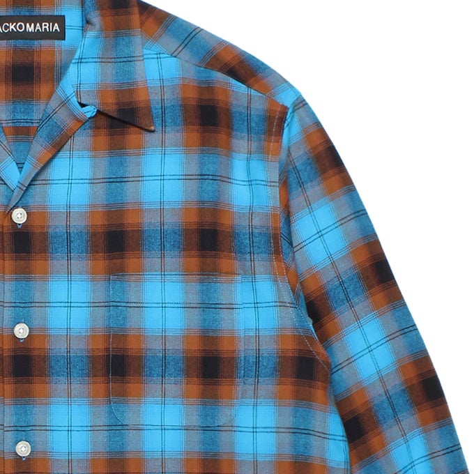 WACKO MARIA OMBRE CHECK OPEN COLLAR SHIRT L/S ( TYPE-1