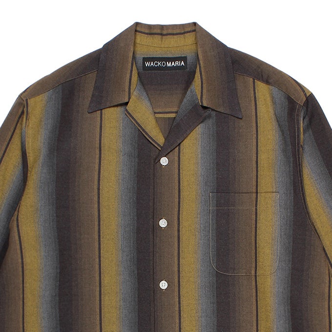 WACKO MARIA OMBRE STRIPED OPEN COLLAR SHIRT L/S | LOCKSTOCK/STLIKE