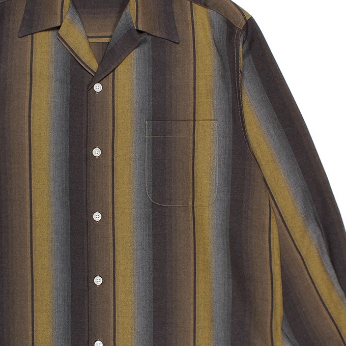 WACKO MARIA OMBRE STRIPED OPEN COLLAR SHIRT L/S | LOCKSTOCK/STLIKE