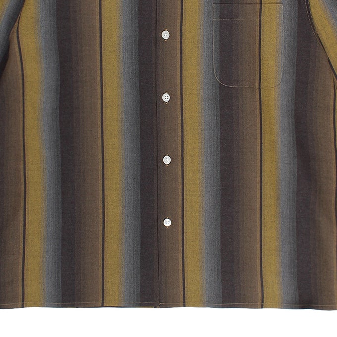 WACKO MARIA OMBRE STRIPED OPEN COLLAR SHIRT L/S | LOCKSTOCK/STLIKE
